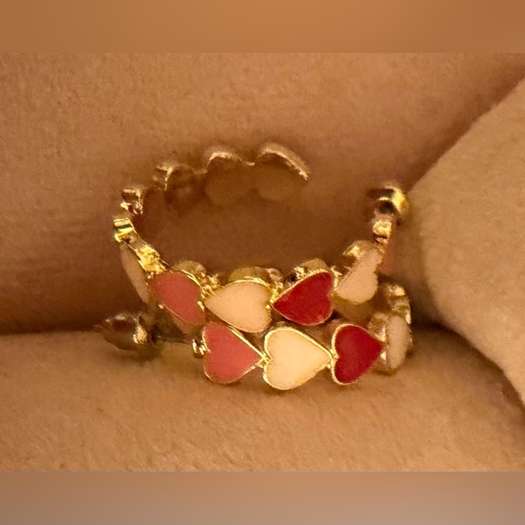 Pink & Red Heart Hoop Earrings w/ Gold Tone NWT - Picture 3 of 6